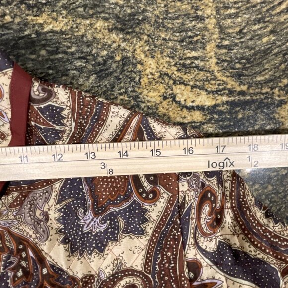 Silk‎ Land  Women Sz PL JacketCreamy/Brown  Floral Paisley Pleated Quilt Lined - Picture 12 of 15